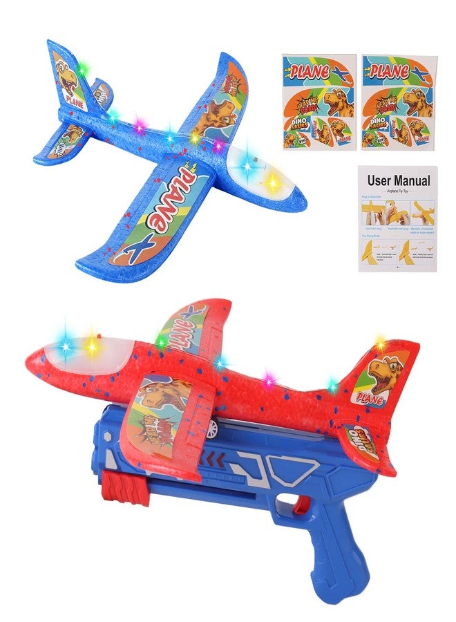 Toyfinity Foam Airplane Launcher Toy | 2-Count Foam Glider Planes for Kids | Kids Airplane Toy with LED Lights | Two Flying Modes - Horizontal & Rotating | Outdoor Toys for Boys & Girls Gift Ages 2+ Years Old - Image 1